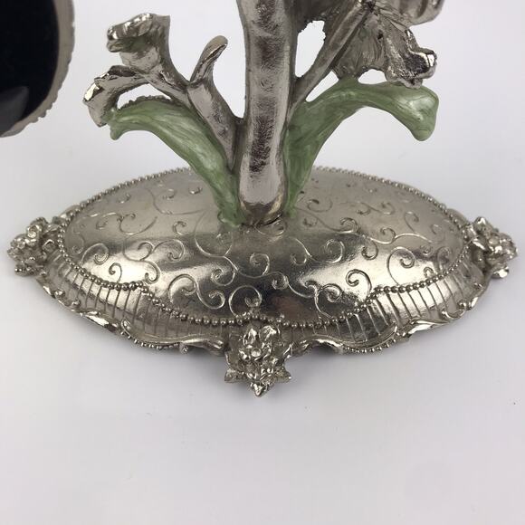 Ashleigh Manor 5 Frame Family Photo Tree Pewter Rhinestone Enamel Floral Flower - Picture 14 of 16